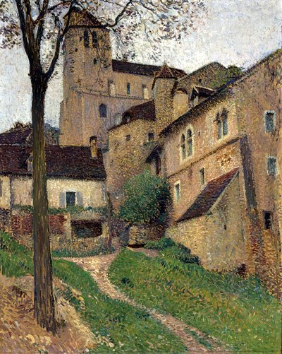 Landschaft mit Schloss - Blick auf Saint-Cirq-Lapopie von Henri Martin